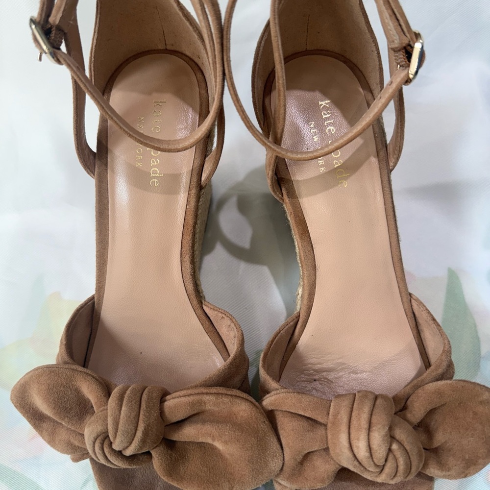 Kate Spade Tan Suede Bow Heels
